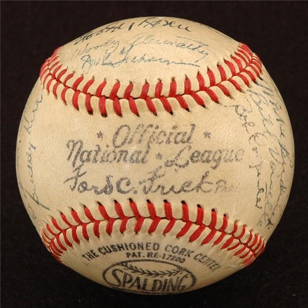 Autographed Baseballs - 1946 New York Giants Team Signed Baseball With Mel Ott