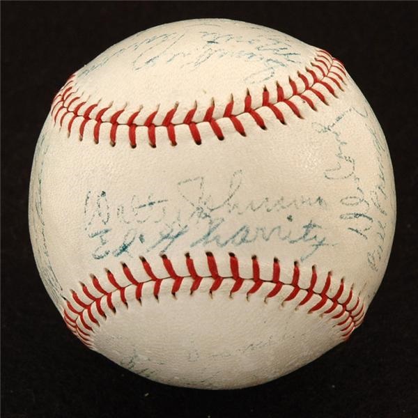 Autographed Baseballs - 1934 Cleveland Indians Team Signed Baseball 
With Walter Johnson