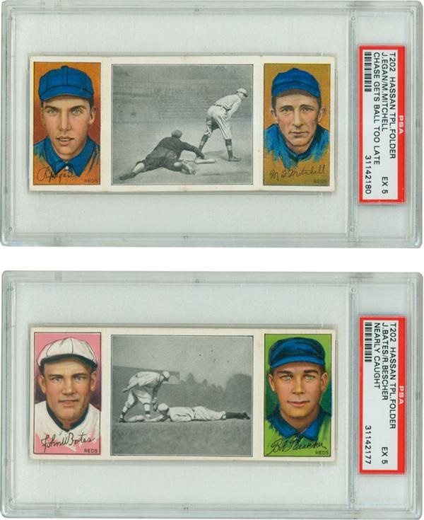 Baseball and Trading Cards - Collection Of Five T202 Hassan Triple 
Folders All PSA 5 EX