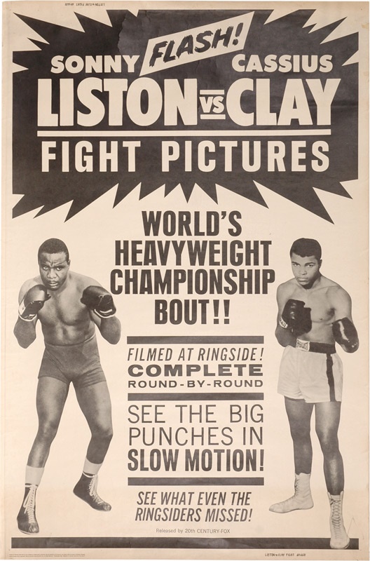 Muhammad Ali & Boxing - 1964 Sonny Liston Vs. Cassius Clay Film Poster