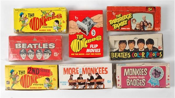 Non Sports Cards - Collection Of Beatles, Monkees And Partridge Family Display Boxes (8)
