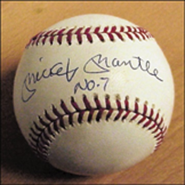 - Mickey Mantle "No. 7" Single Signed Baseball