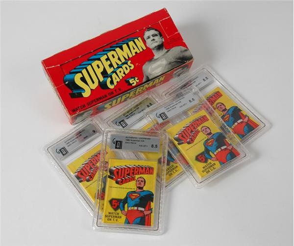 Non Sports Cards - 1965 Superman Complete Box With 
All Packs Graded GAI 8 & 9
