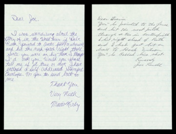 - Joe Sewell Handwritten Letter re: Ruth's Called Shot