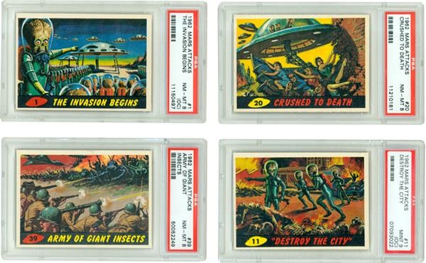 Non Sports Cards - High Grade 1962 Mars Attacks Complete Set 
With Several PSA Graded