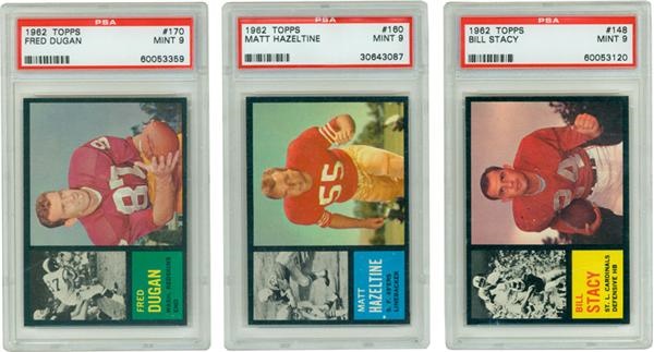 Football Cards - 1962 Topps Football PSA 9 Mint Lot Of 3