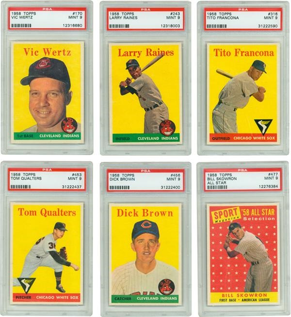 1958 Topps Baseball PSA 9 Mint Lot Of 6