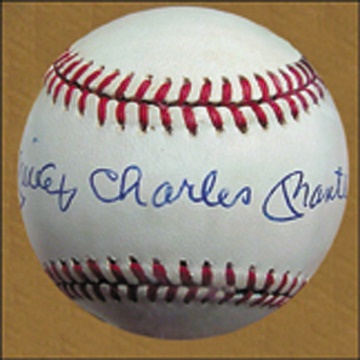 - Mickey Charles Mantle Signed Baseball