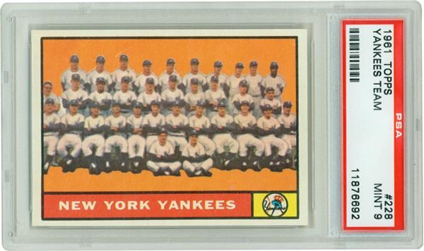 Baseball and Trading Cards - 1961 Topps #228 Yankees Team PSA 9 Mint