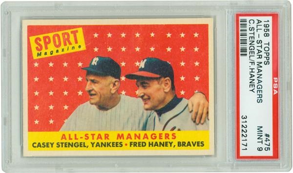 - 1958 Topps #475 All Star Managers PSA 9 Mint