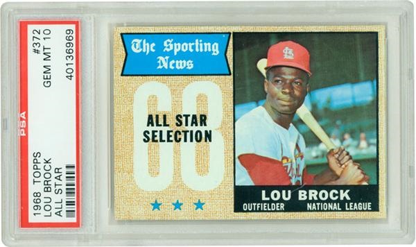 Baseball and Trading Cards - 1968 Topps #372 Lou Brock A/S PSA 10 Gem Mint