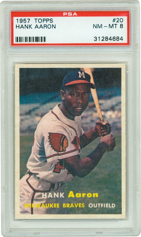 Baseball and Trading Cards - 1957 Topps #20 Hank Aaron PSA 8 NM/MT