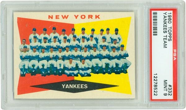 - 1960 Topps #332 Yankee Team PSA 9 Mint