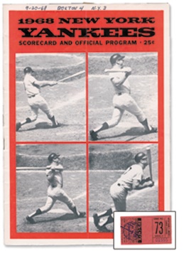 - 1968 Mickey Mantle Last Career Home Run Program & Ticket Stub
