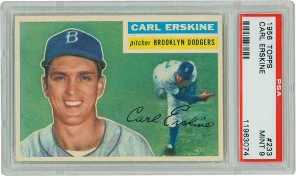 Baseball and Trading Cards - 1956 Topps #233 Carl Erskine PSA 9 Mint