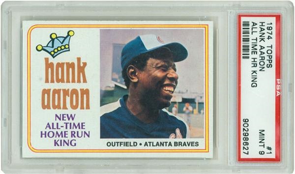 Baseball and Trading Cards - 1974 Topps #1 Hank Aaron PSA 9 Mint