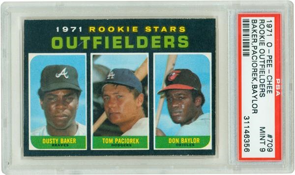 Baseball and Trading Cards - 1971 O-Pee-Chee #709 Baker/Baylor/Paciorek PSA 9 Mint
