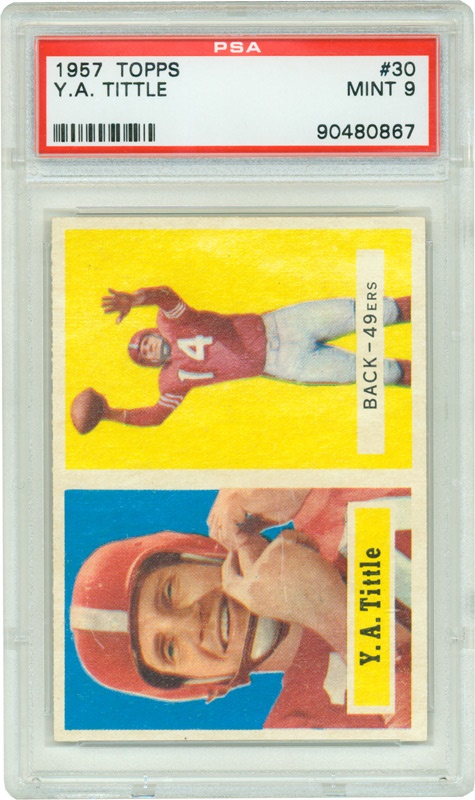 Football Cards - 1957 Topps #30 Y.A.Tittle PSA 9 Mint