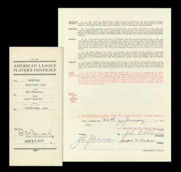 Philadelphia Baseball - 1929 Cy Perkins Philadelphia Athletics Contract