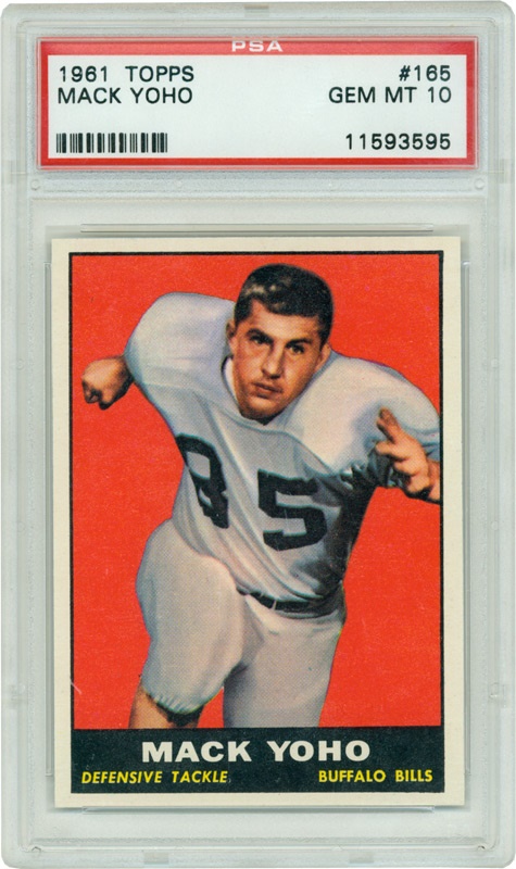 Football Cards - 1961 Topps #165 
Mack Yoho PSA 10 Gem Mint