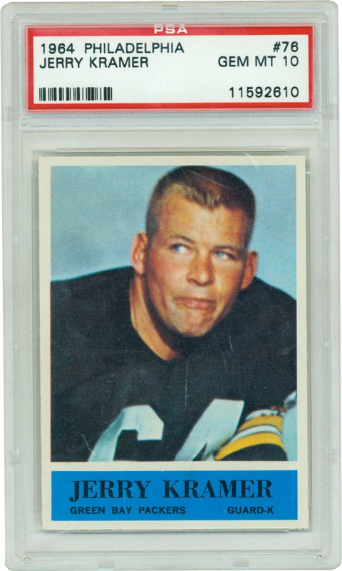 Football Cards - 1964 Philadelphia #76 Jerry Kramer PSA 10 Gem Mint