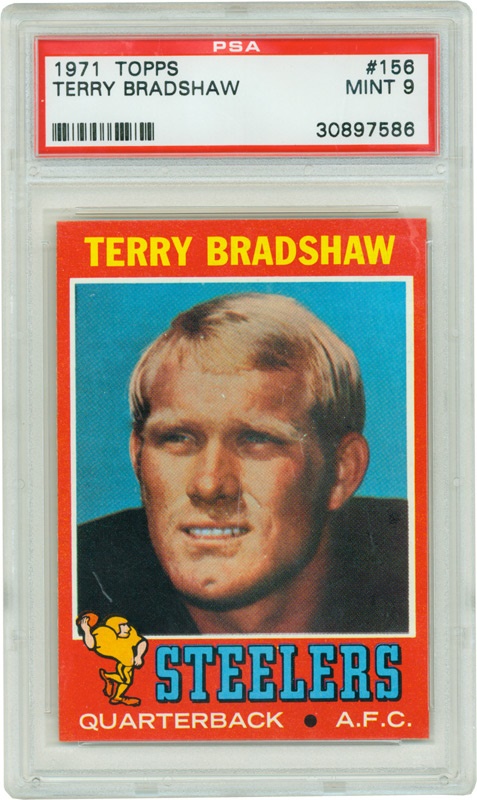 Football Cards - 1971 Topps #156 
Terry Bradshaw PSA 9 Mint