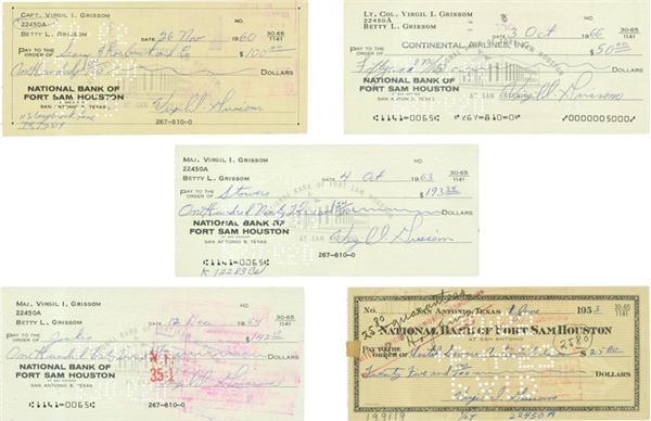 Americana Autographs - Five Virgil I. “Gus” Grissom Signed Bank Checks