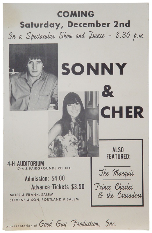 Rock Memorabilia - Sonny And Cher 
Concert Poster