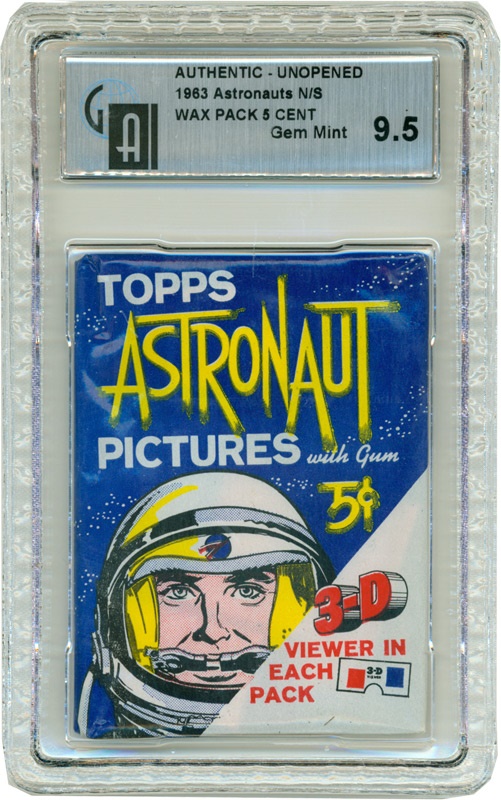 - 1963 Topps Astronauts Unopened Pack Lot Of 15 All GAI Graded 9 & 9.5