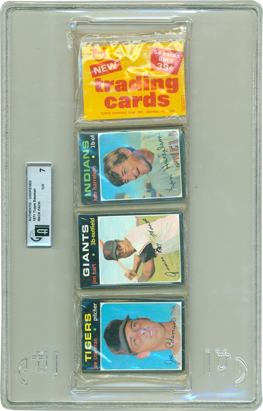 Unopened Material - 1971 Topps Baseball 4th Series Series Rack Pack GAI 7 (Nolan Ryan Series)