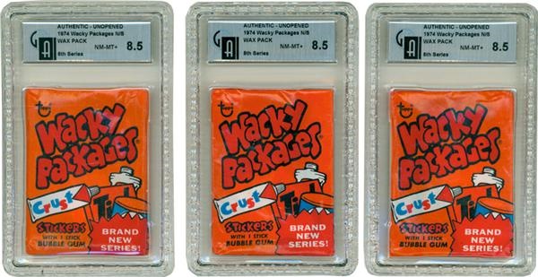 Non Sports Cards - Hoard of (159) 1974 Wacky Packs With 5 GAI Graded