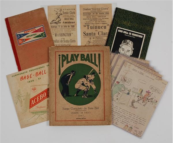 Baseball Memorabilia - Vintage Cuban Baseball Potpourri Collection Of 16