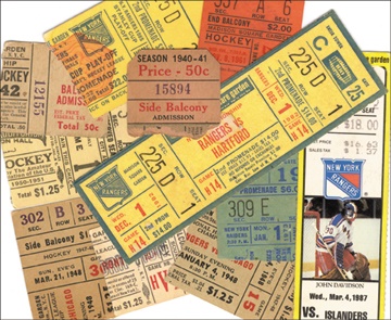 - 1940's-80's New York Rangers Ticket Stub Collection (500)