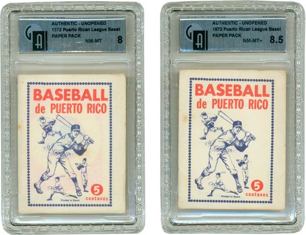- 1972 Puerto Rican League Sticker Packs Lot Of 6 All GAI Graded