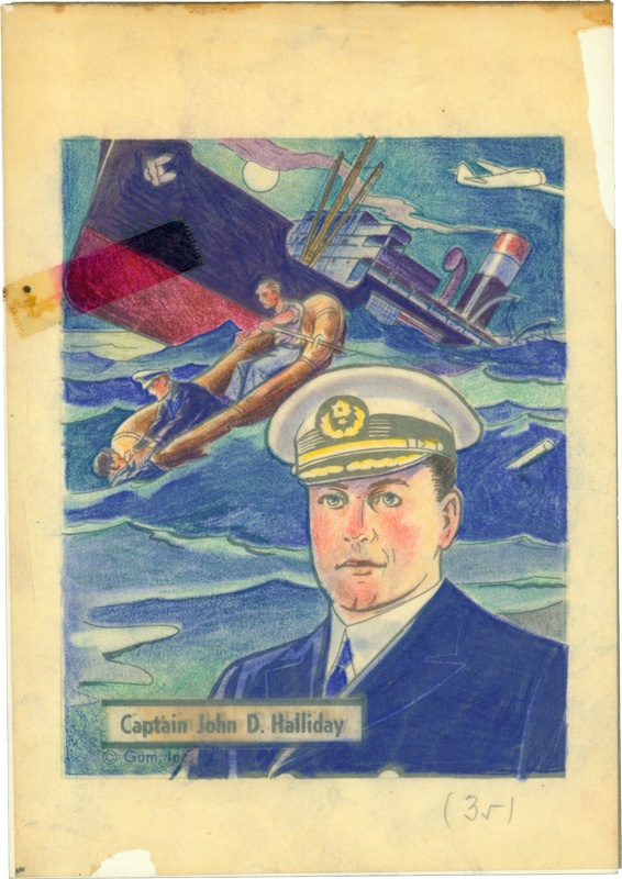 Original Card Art - Victory Gum Original Art Captain John D. Halliday