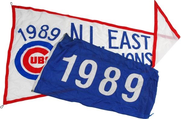Ernie Davis - Two Chicago Cubs 1989 N.L. East Championship Flags
