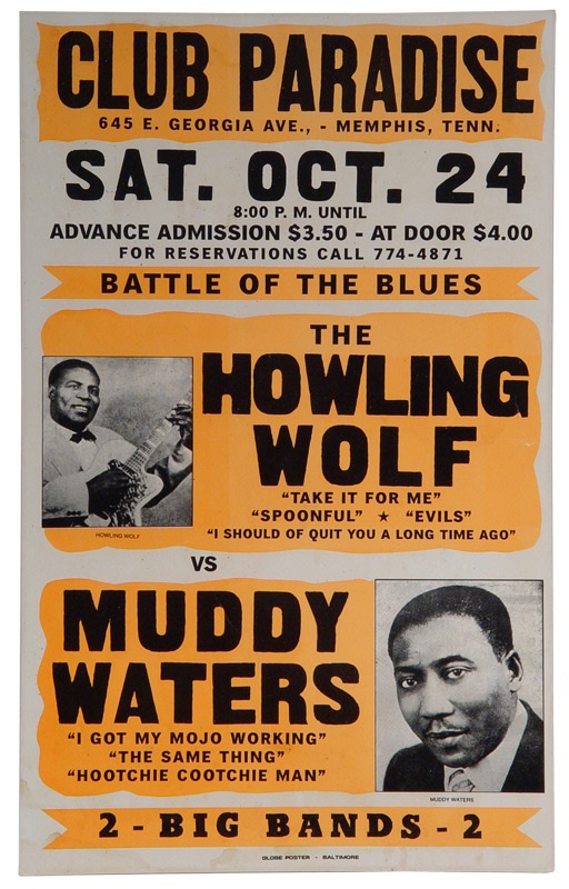 Rock Memorabilia - Howling Wolf Vs Muddy Waters Boxing Poster