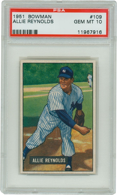 Baseball and Trading Cards - 1951 Bowman #109 Allie Reynolds PSA 10