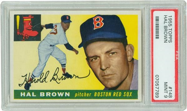 Baseball and Trading Cards - 1955 Topps #148 Hal Brown PSA 9