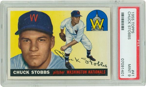 - 1955 Topps #41 Chuck Stobbs PSA 9