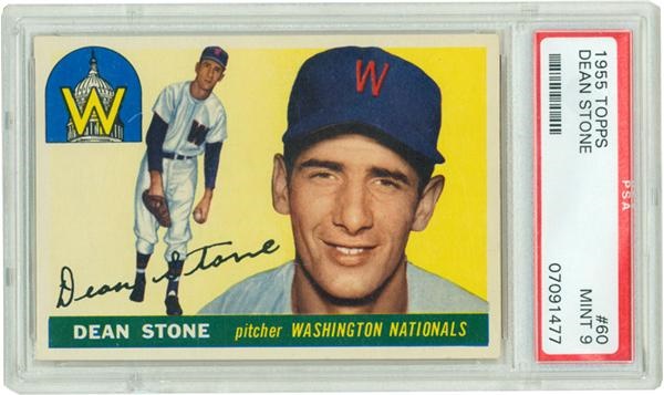Baseball and Trading Cards - 1955 Topps #60 Dean Stone PSA 9
