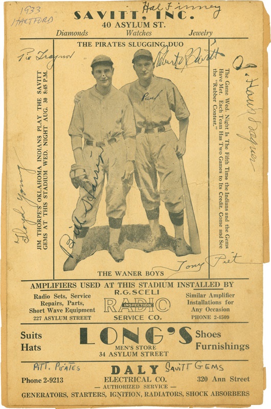 Clemente and Pittsburgh Pirates - Pittsburgh Pirates Signed Scorecard With Honus Wagner