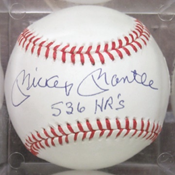 - Mickey Mantle "536 HR's" Single Signed Baseball