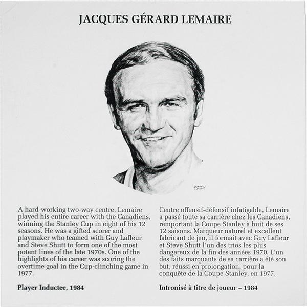 - Jacques Lemaire Hockey Hall of Fame Plaque