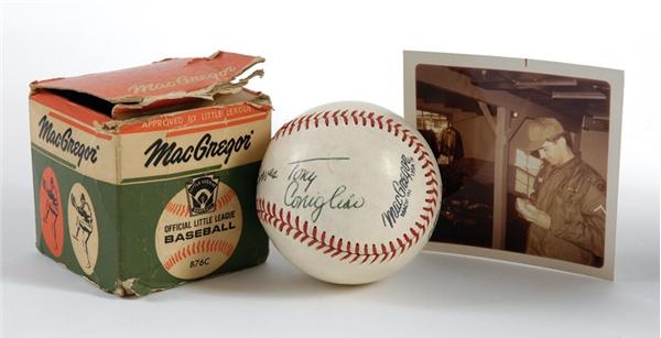 Boston Sports - The Only Known Tony Conigliaro Single Signed Baseball With Photo Documentation