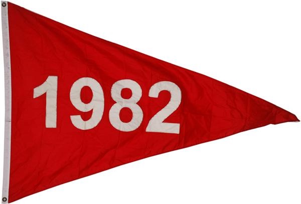 - 1982 St. Louis Cardinals World Champions Flag From Busch Stadium