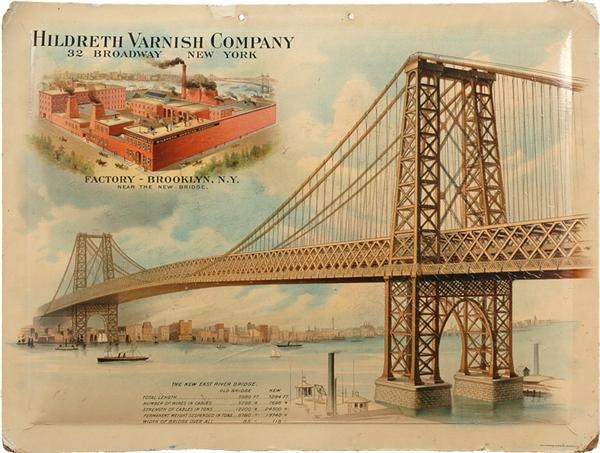 - Advertising Sign featuring Williamsburg Bridge, circa 1904.