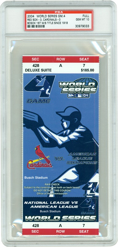 - 2004 World Series Game 4 Full Ticket-PSA 10