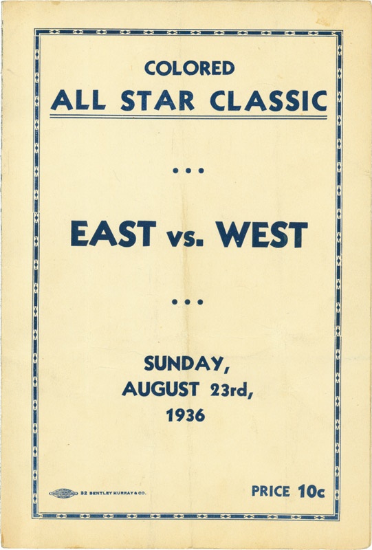 Baseball Memorabilia - 1936 Negro League All Star Game Program with Josh Gibson