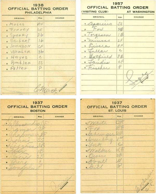 - Four Vintage Official Signed Lineup Cards (4)